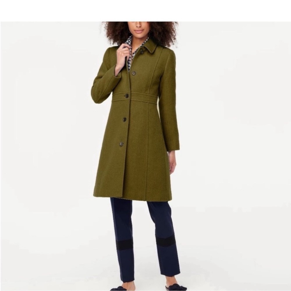 J Crew - Olive Green Lady Day Coat - size 4
